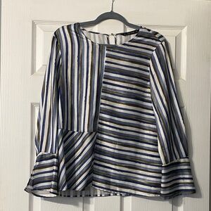 Zara Blue and White Striped Blouse